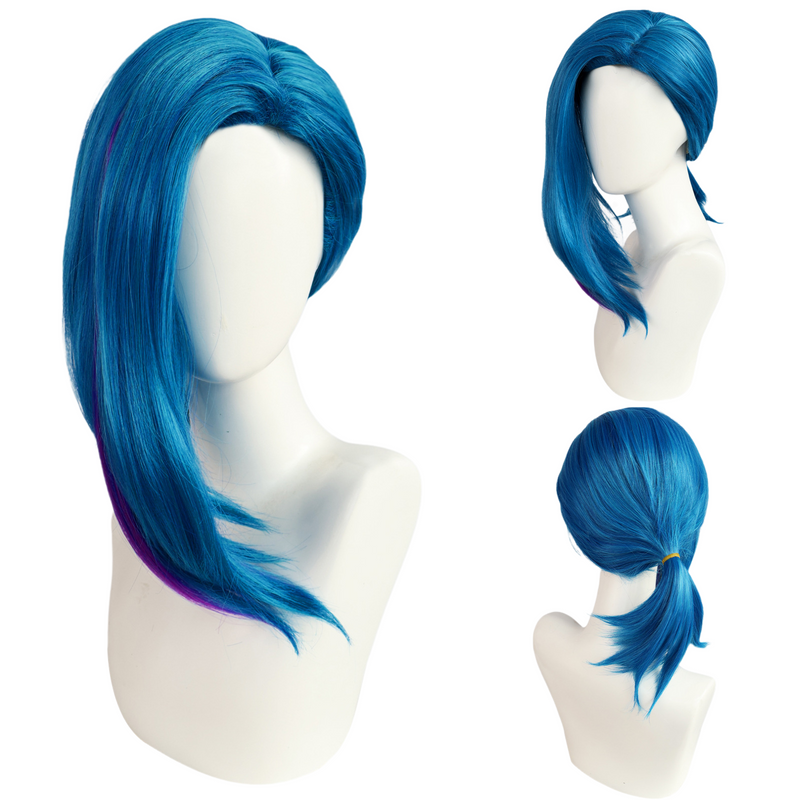 Game LOL Arcane:League of Legends Jinx Cosplay Wig Ponytail