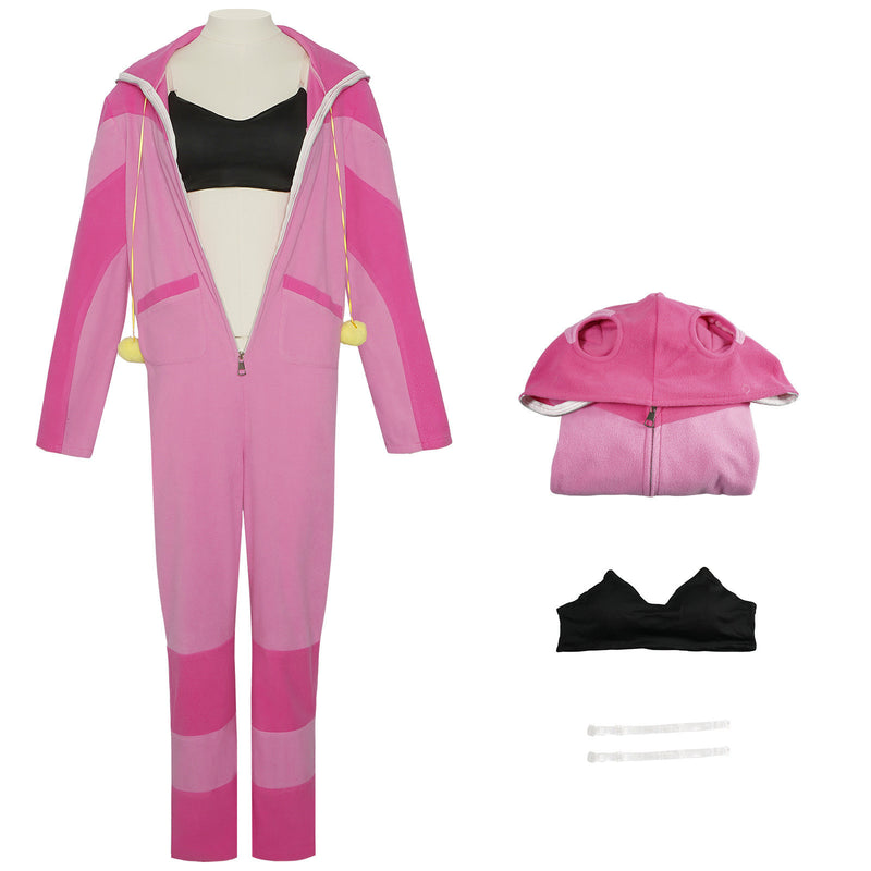 Game Street Fighter Han Juri Cosplay Costumes Pink Jumpsuit Underwear