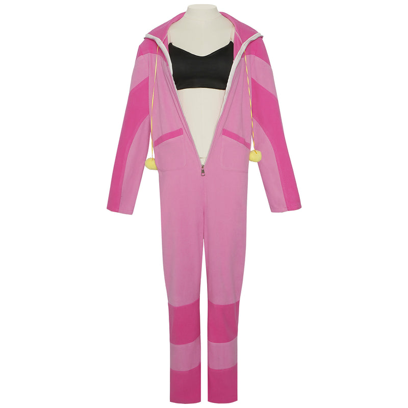 Game Street Fighter Han Juri Cosplay Costumes Pink Jumpsuit Underwear