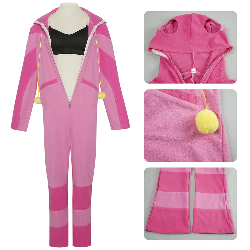 Game Street Fighter Han Juri Cosplay Costumes Pink Jumpsuit Underwear