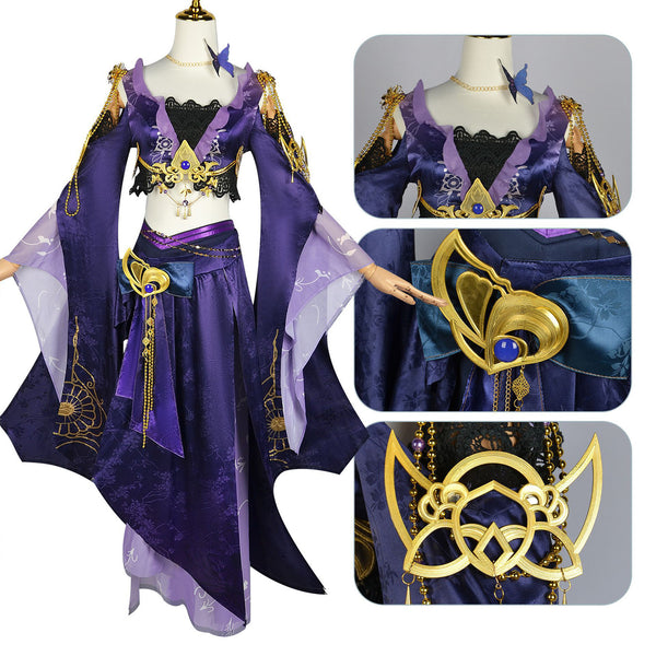 Game Treacherous Waters Jiuling Cosplay Costume Dress Shoes Wig