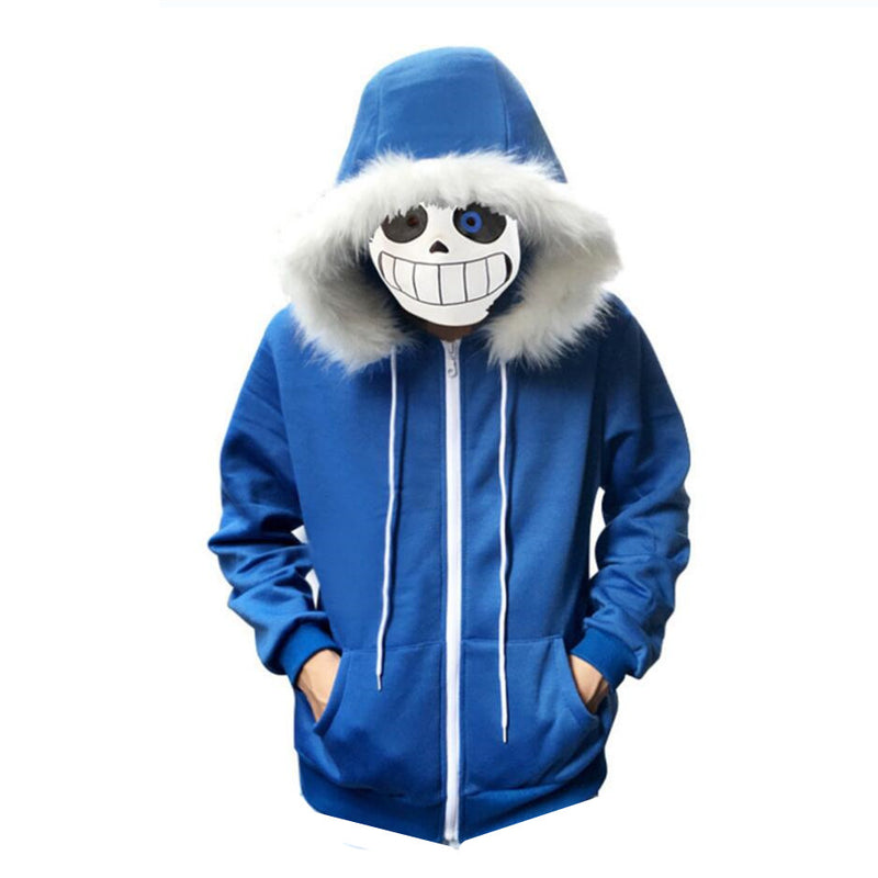 Undertale Sans Cosplay Costume Blue Hoodies & Skull Mask