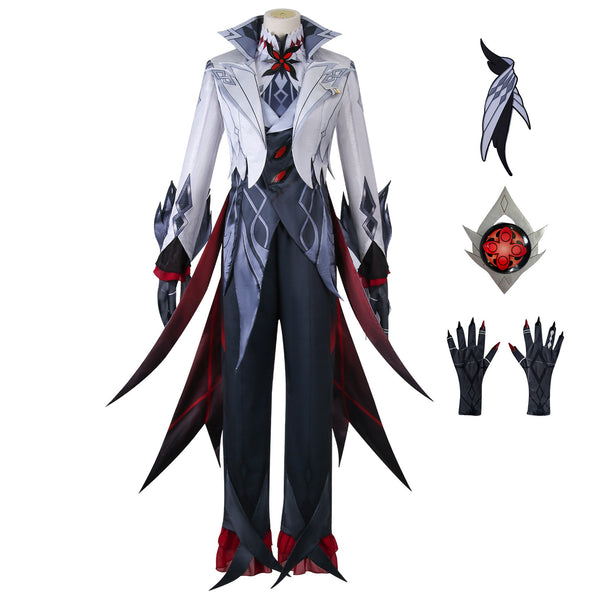 AwwwCos Genshin Impact Arlecchino Knave Cosplay Costume Fatui Harbinger Cosplay Outfit Fatui Servant Snezhnaya Halloween Clothes