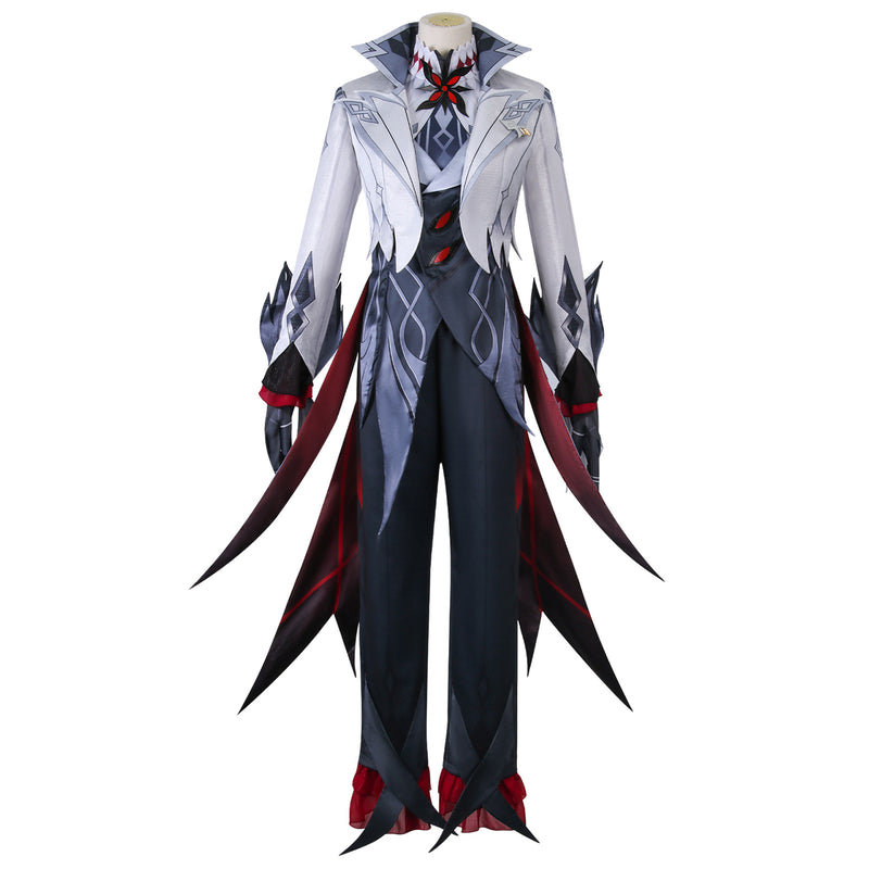 AwwwCos Genshin Impact Arlecchino Knave Cosplay Costume Fatui Harbinger Cosplay Outfit Fatui Servant Snezhnaya Halloween Clothes