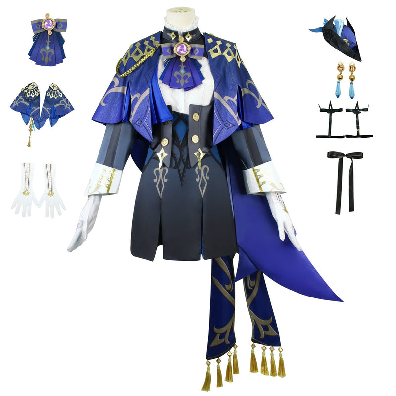 AwwwCos Genshin Impact Fontaine Clorinde Cosplay Costume Wig Champion Duelist Uniform Carnival Suit for Women