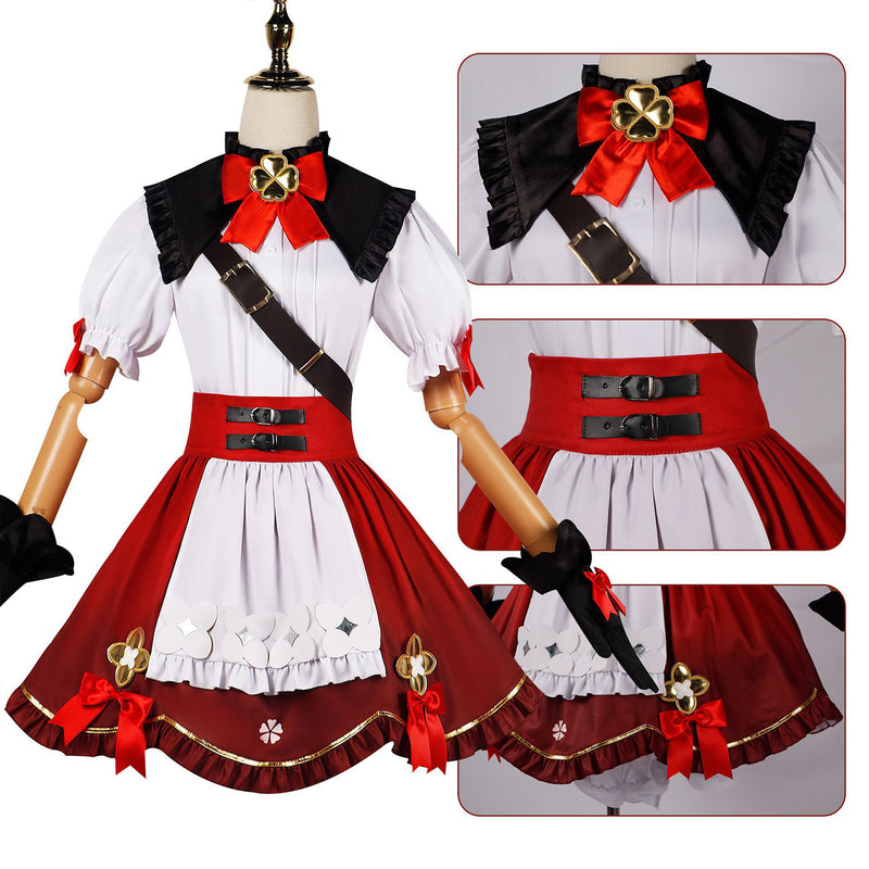 Genshin Impact Klee Cosplay Costume Little Witch New Skin Cosplay Red Cute Lolita Dress Hat Bag Kawaii Outfits