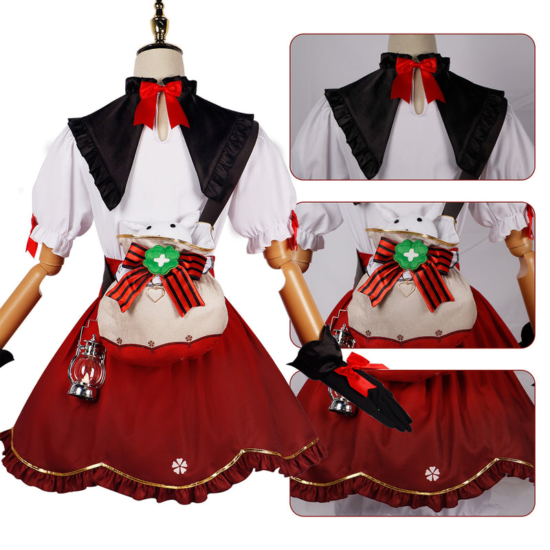 Genshin Impact Klee Cosplay Costume Little Witch New Skin Cosplay Red Cute Lolita Dress Hat Bag Kawaii Outfits