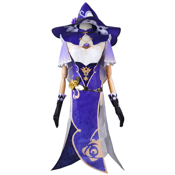 AwwwCos Genshin Impact Lisa Cosplay Costume Dress Suit Robe Halloween Carnival Outfit Uniform Clothes for Women