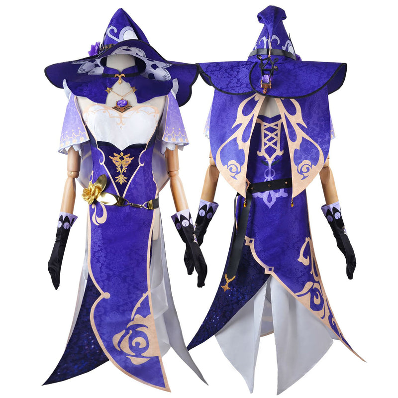 AwwwCos Genshin Impact Lisa Cosplay Costume Dress Suit Robe Halloween Carnival Outfit Uniform Clothes for Women