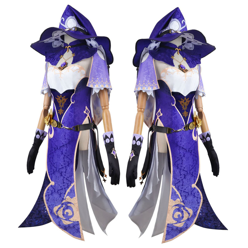 AwwwCos Genshin Impact Lisa Cosplay Costume Dress Suit Robe Halloween Carnival Outfit Uniform Clothes for Women