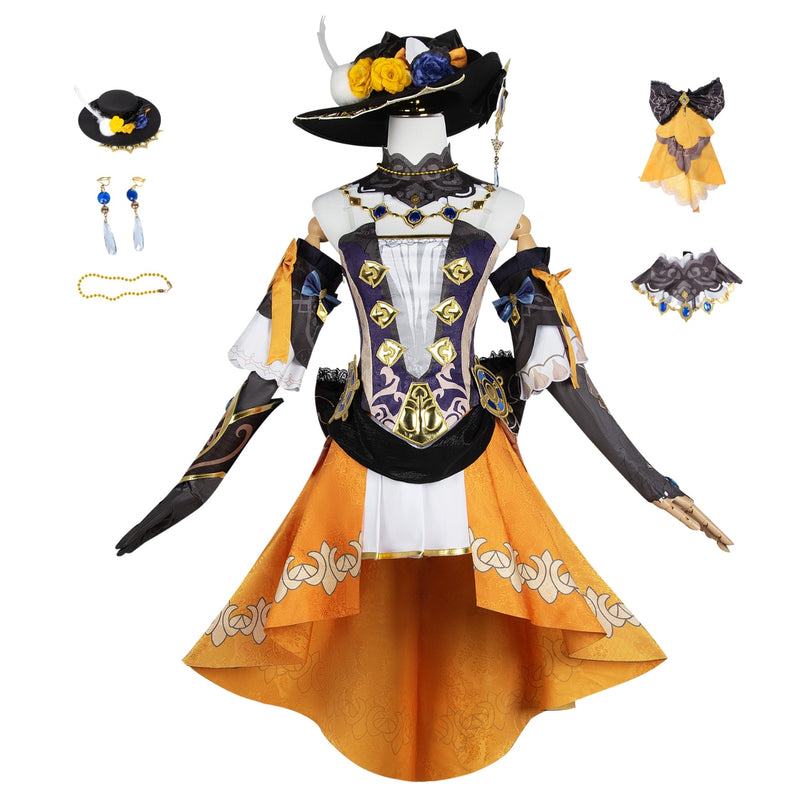 AwwwCos Genshin Impact Navia Cosplay Costume Fontaine Dress Ball Gown Halloween Carnival Outfit