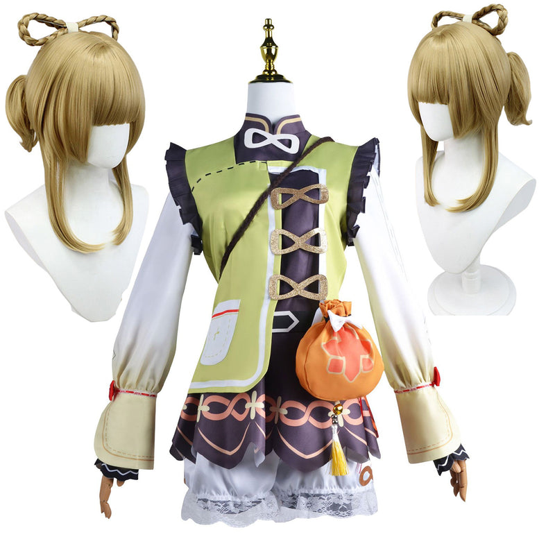 AwwwCos Genshin Impact Yaoyao Cosplay Costume Suit Dress Halloween Carnival Outfit Uniform Clothes for Women Girls