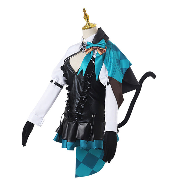 AwwwCos Genshin Impact for Fontaine Lynette Cosplay Costume Dress Magician Ears Uniform Suit Skirt Halloween Outfit with Tail