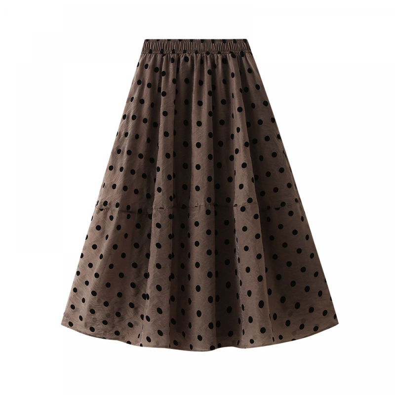 Girl Summer Mesh Polka Dot Print Knee Length Elegant Midi Skirts