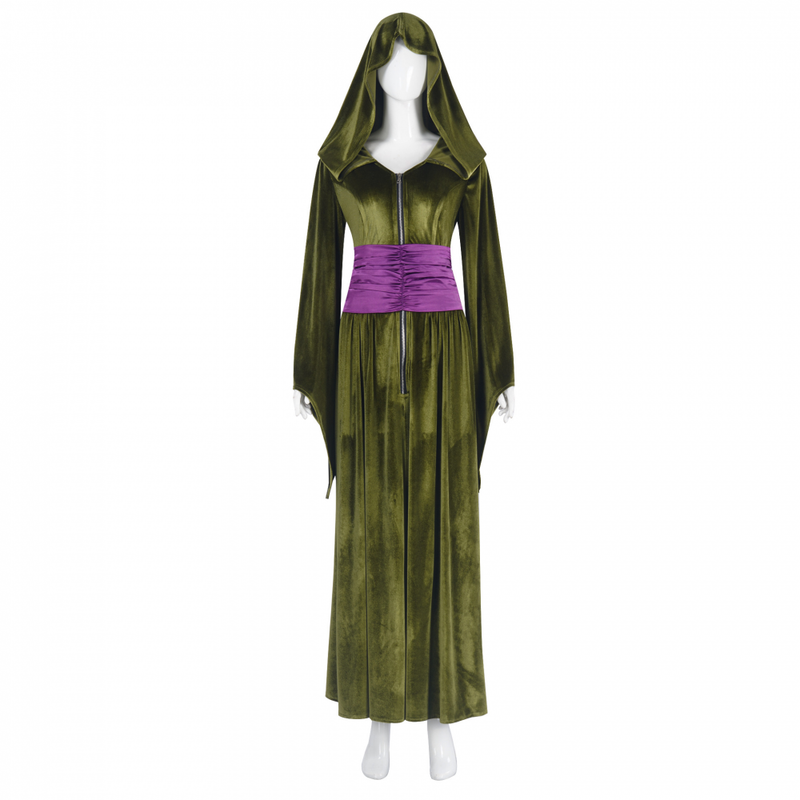 Green Dress Velvet Wizard Robe Purple Corset Belt Halloween Outfits