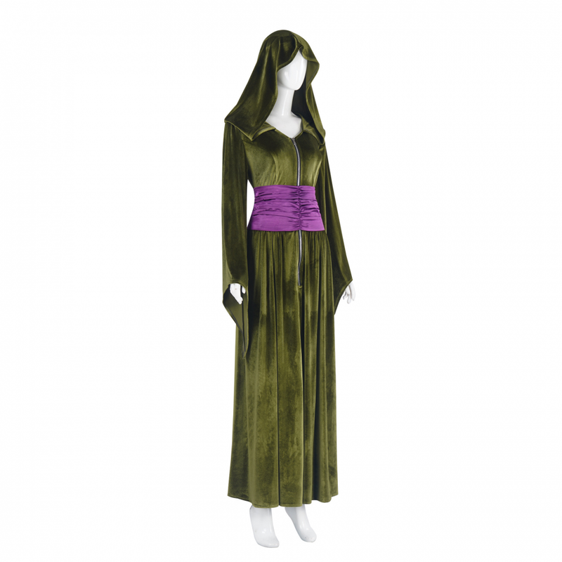 Green Dress Velvet Wizard Robe Purple Corset Belt Halloween Outfits