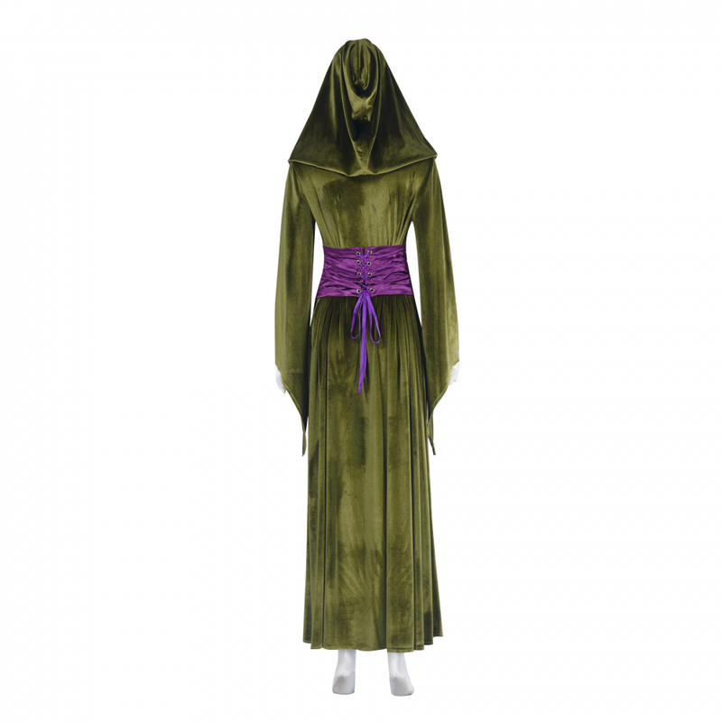 Green Dress Velvet Wizard Robe Purple Corset Belt Halloween Outfits