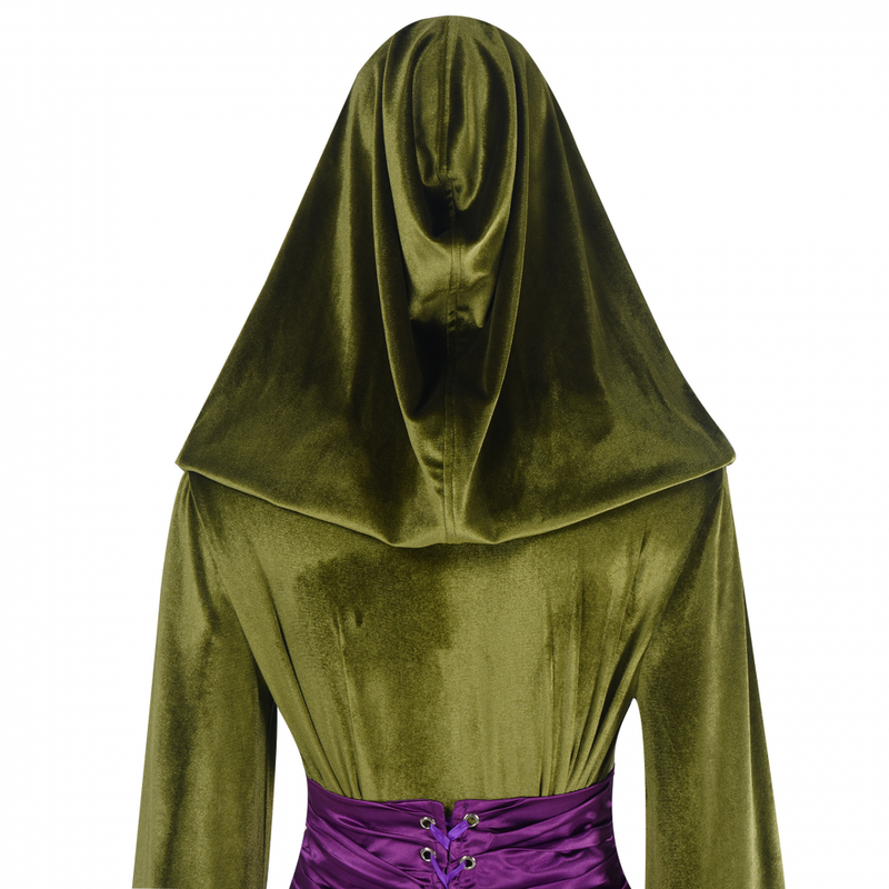 Green Dress Velvet Wizard Robe Purple Corset Belt Halloween Outfits