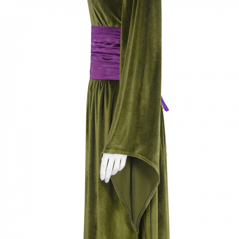 Green Dress Velvet Wizard Robe Purple Corset Belt Halloween Outfits