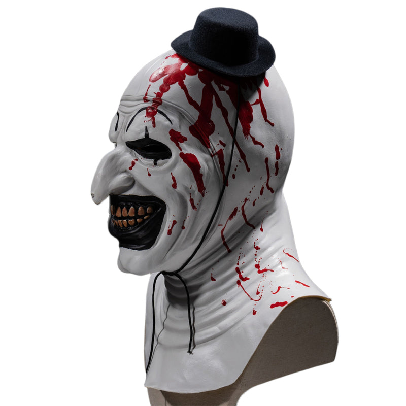 Halloween Party Evil Joker Clown Latex Mask Hat Cosplay Bloody Props