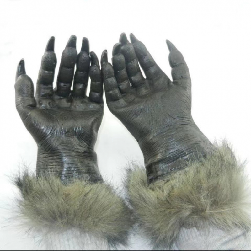 Halloween Werewolf Cosplay Costume Wolf Claws Gloves and Head Facepiece