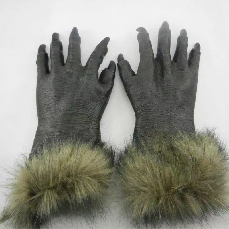 Halloween Werewolf Cosplay Costume Wolf Claws Gloves and Head Facepiece