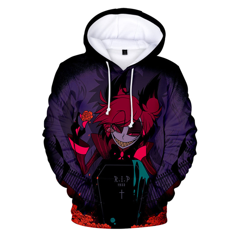 Anime Hazbin Hotel Cosplay Hoodies Hooded Sweatshirt Casual Coat Streetwear Pullover Tops