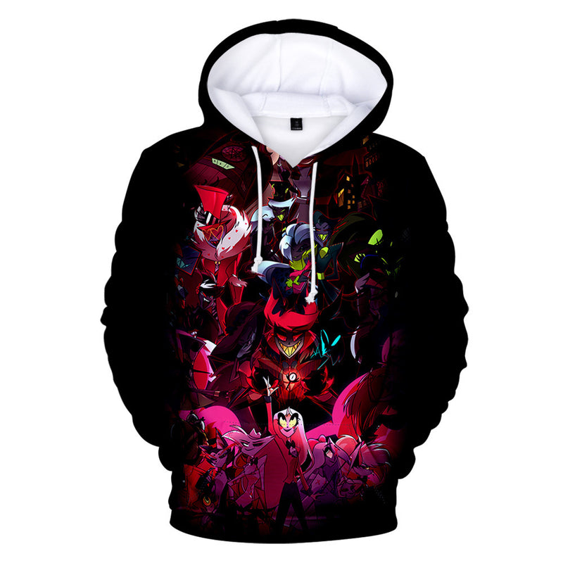 Anime Hazbin Hotel Cosplay Hoodies Hooded Sweatshirt Casual Coat Streetwear Pullover Tops