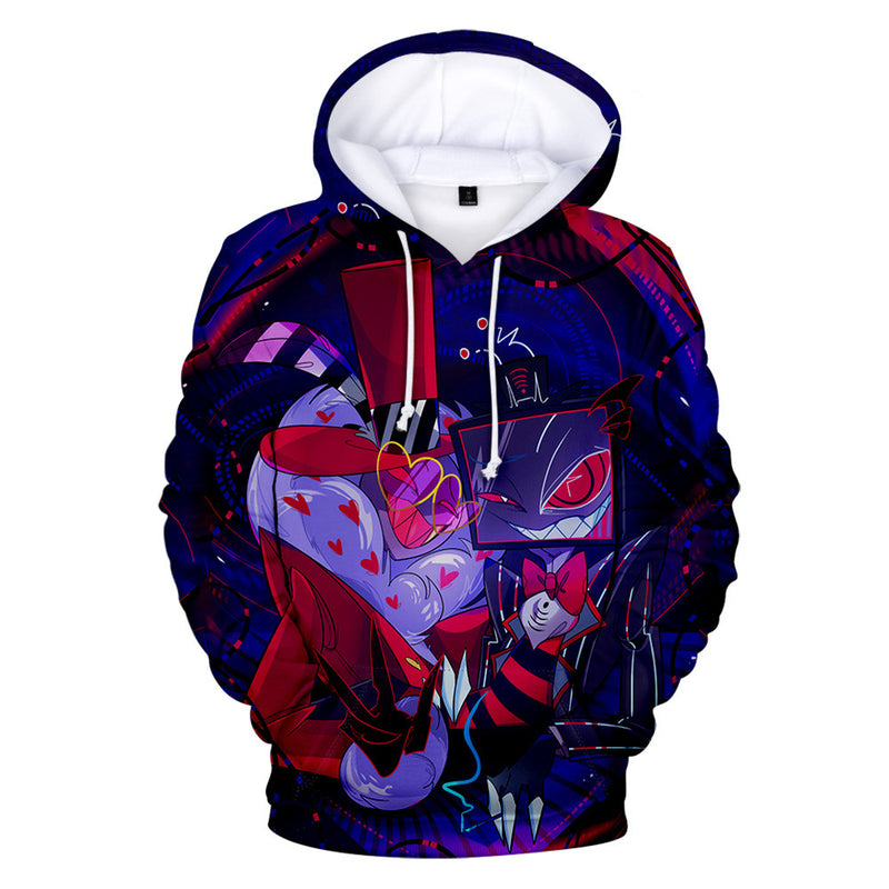 Anime Hazbin Hotel Cosplay Hoodies Hooded Sweatshirt Casual Coat Streetwear Pullover Tops