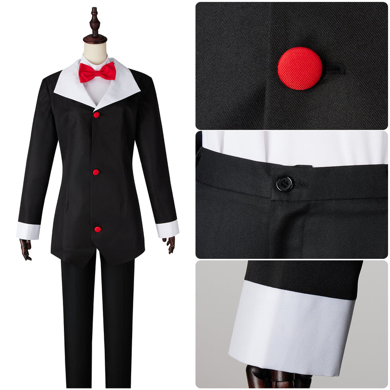 AwwwCos Hazbin Hotel Husk Cosplay Costume Suit Shirt Coat Jacket Pants Halloween Outfit Uniform Bow for Women Men