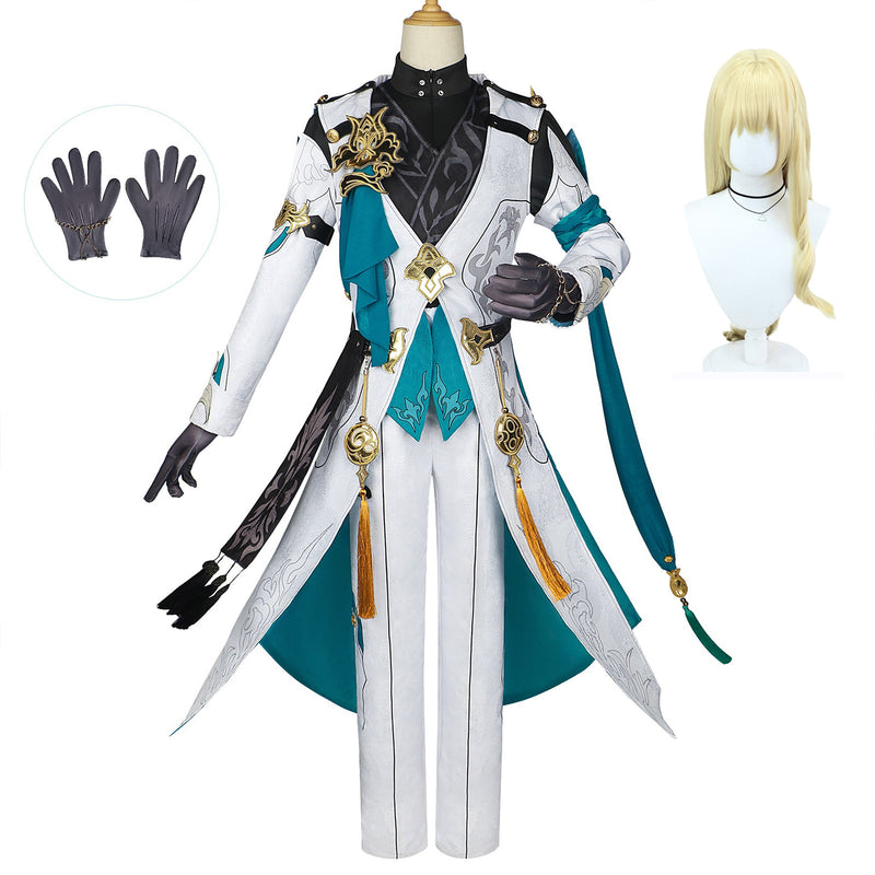 AwwwCos Honkai Star Rail Luocha Cosplay Costume Wig Jacket Coat Pants Halloween Uniform Suit Outfit Clothes for Men Women