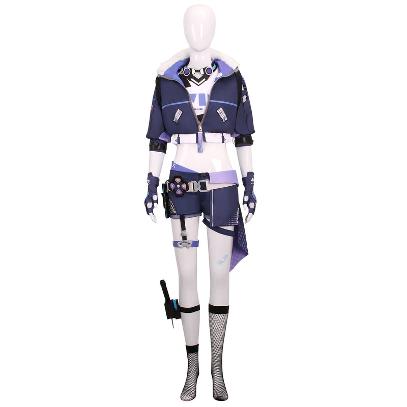 AwwwCos Honkai Star Rail Silver Wolf Cosplay Costume Suit Jacket Coat Shorts Halloween Outfit for Women