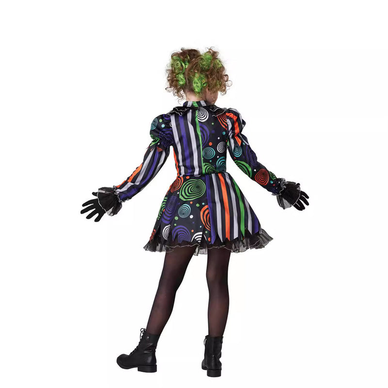 Joker Women Cosplay Costume Kid Striped Mini Dress Gloves Socks