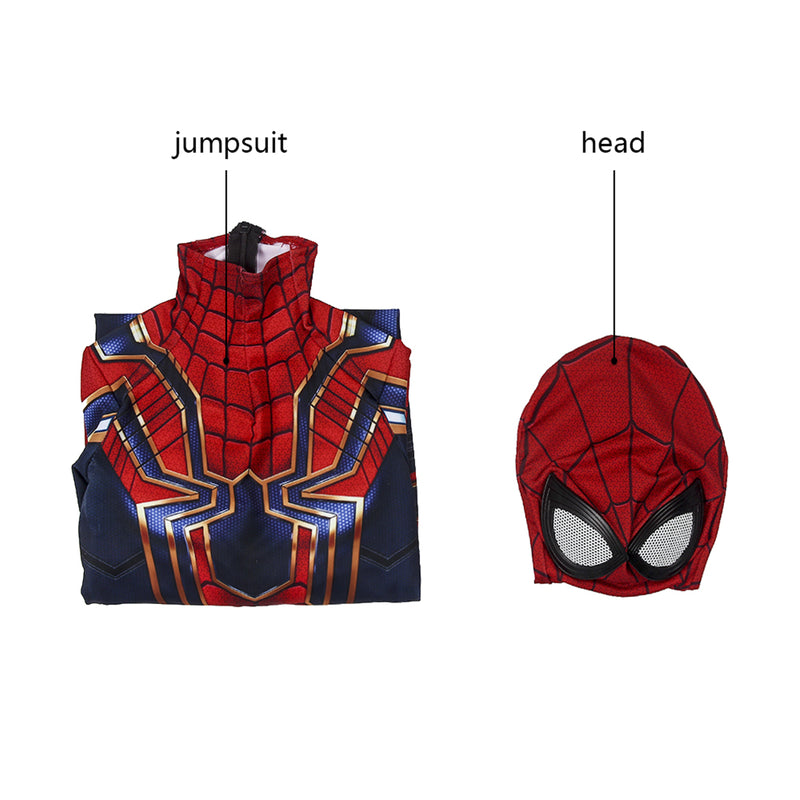 Kid Avengers Endgame Iron Spiderman Peter·Parker Headgear Jumpsuit