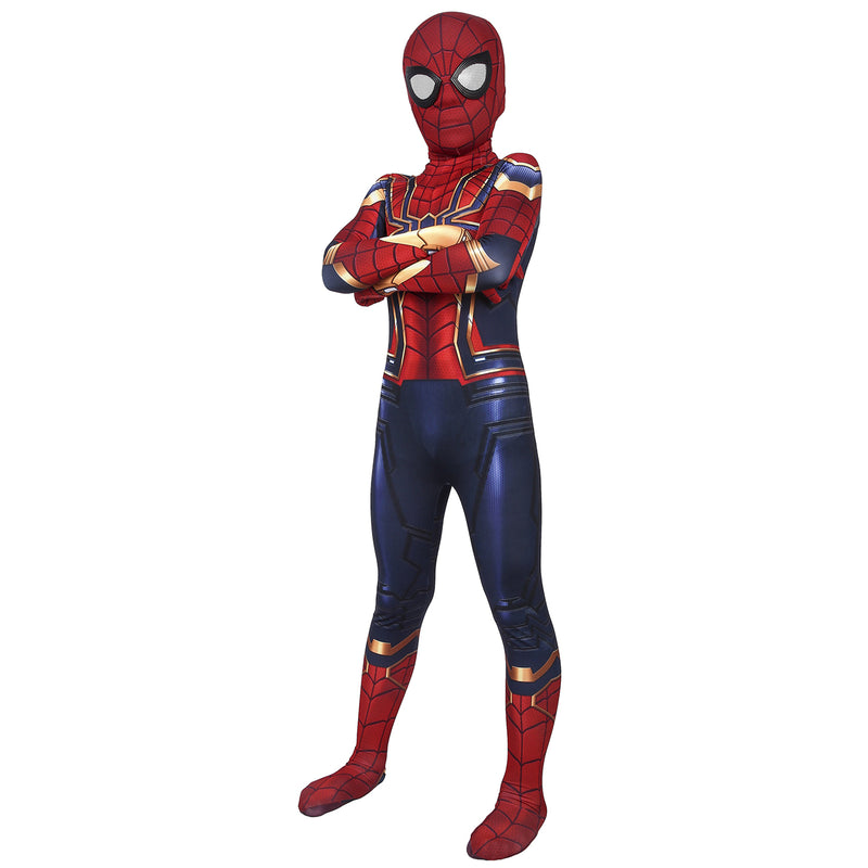 Kid Avengers Endgame Iron Spiderman Peter·Parker Headgear Jumpsuit