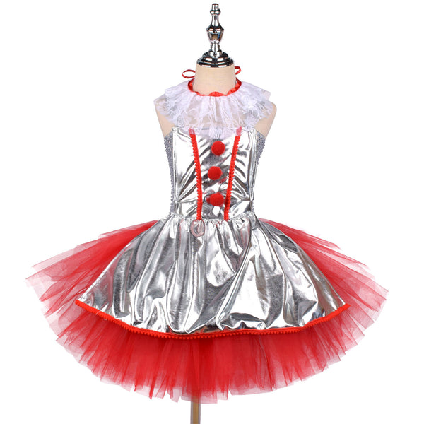 Kid Girl Clown Cosplay Costumes Party Stage Dress Ball Gown