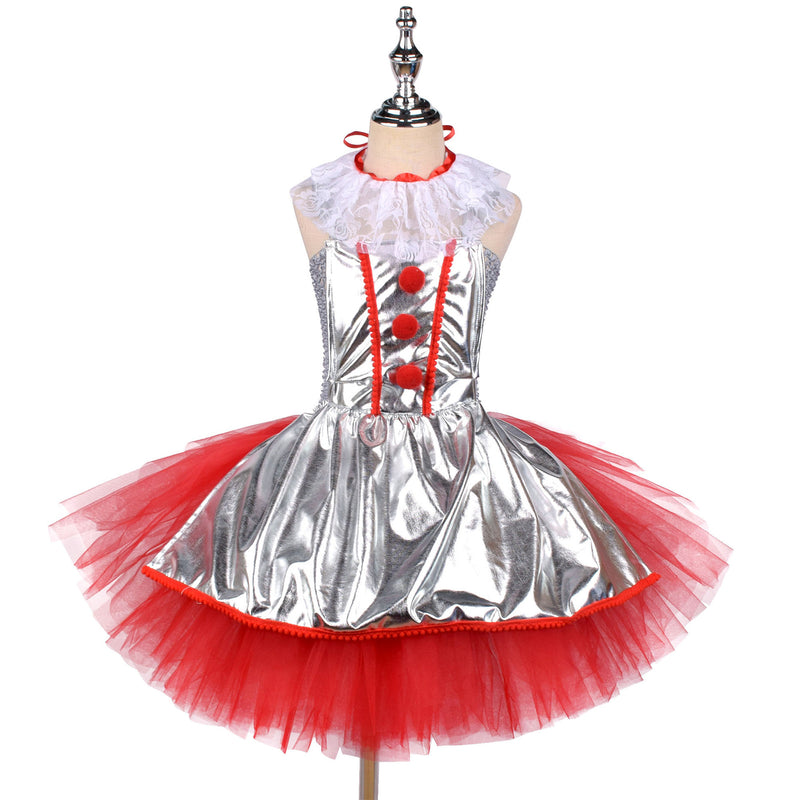 Kid Girl Clown Cosplay Costumes Party Stage Dress Ball Gown