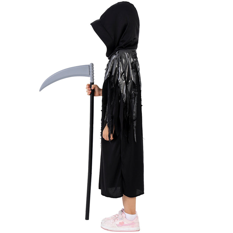 Kids Grim Nightmare Death Reaper Cosplay Costume Black Dress