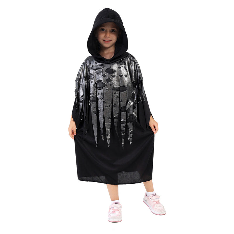 Kids Grim Nightmare Death Reaper Cosplay Costume Black Dress