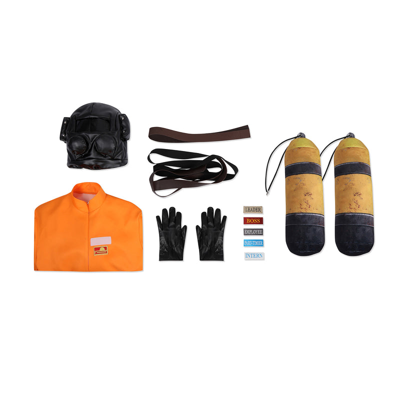 Lethal Company Staff Cosplay Costume Male Orange Jumpsuit Employee Uniform