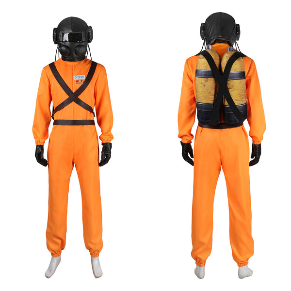 Lethal Company Staff Cosplay Costume Male Orange Jumpsuit Employee Uniform