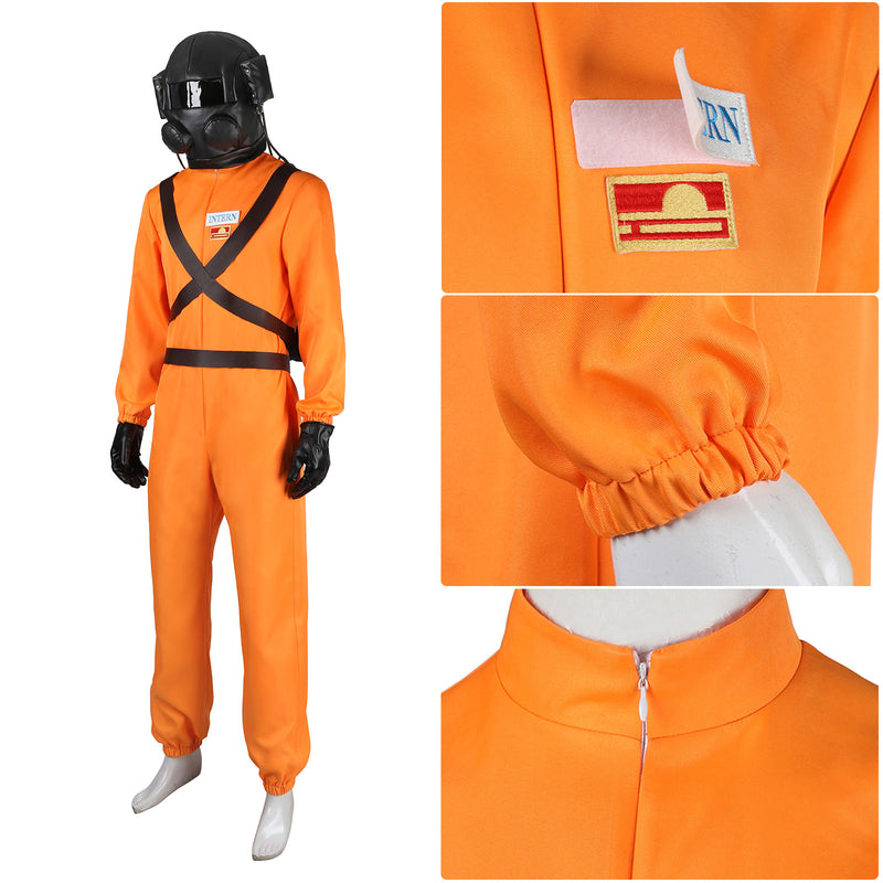 Lethal Company Staff Cosplay Costume Male Orange Jumpsuit Employee Uniform