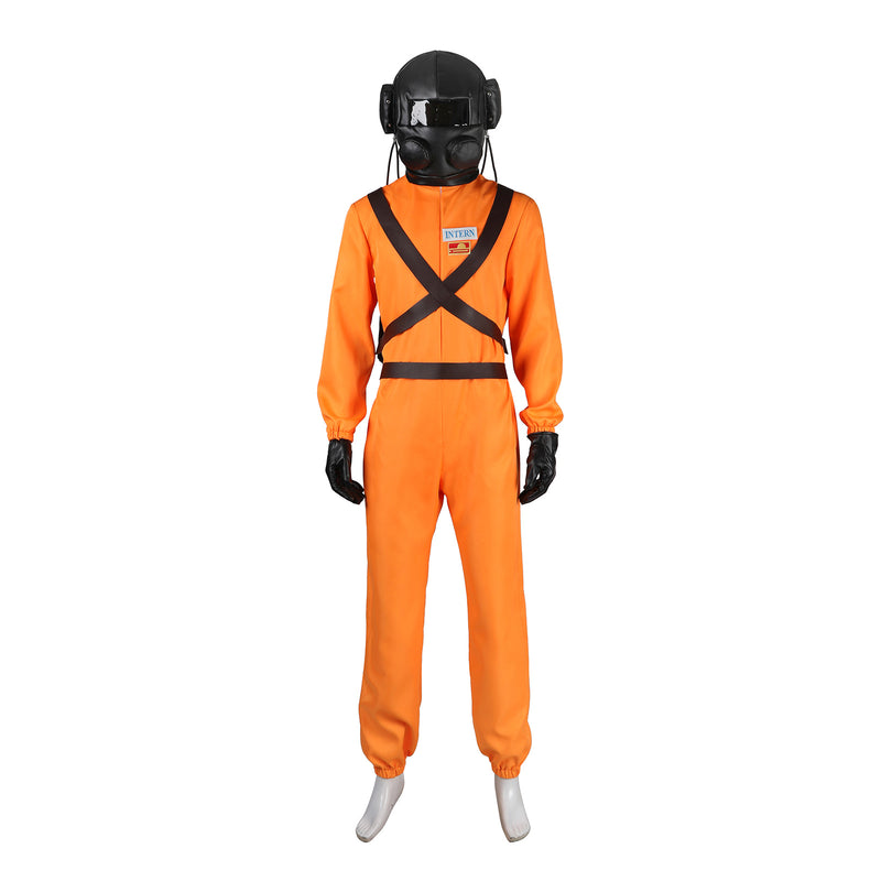 Lethal Company Staff Cosplay Costume Male Orange Jumpsuit Employee Uniform