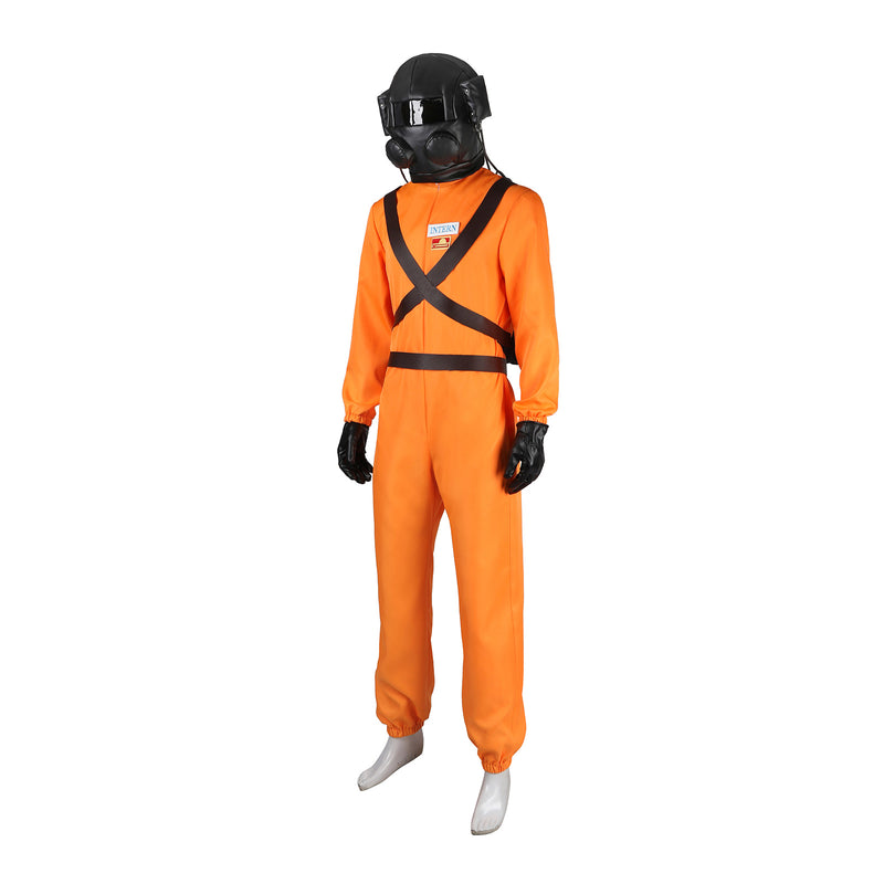 Lethal Company Staff Cosplay Costume Male Orange Jumpsuit Employee Uniform