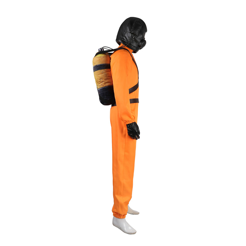 Lethal Company Staff Cosplay Costume Male Orange Jumpsuit Employee Uniform