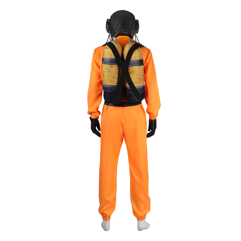 Lethal Company Staff Cosplay Costume Male Orange Jumpsuit Employee Uniform