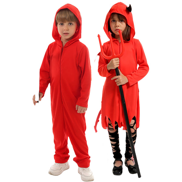 Children Little Devil Satan Cosplay Costume Boy Jumpsuit Halloween Stage Performance Clothing