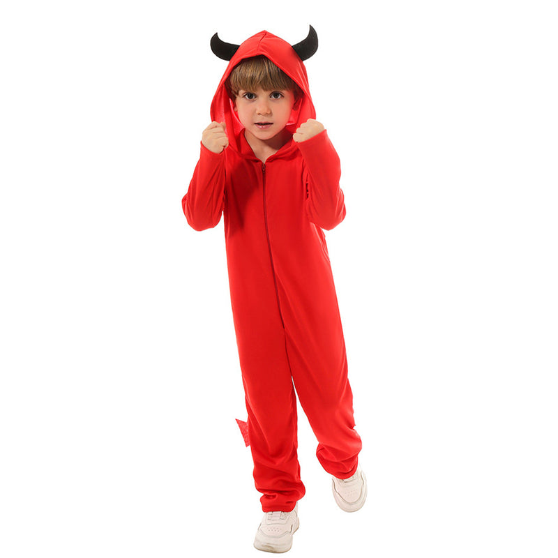 Children Little Devil Satan Cosplay Costume Boy Jumpsuit Halloween Stage Performance Clothing