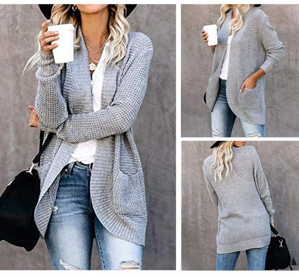 Long Autumn Cardigan Sweater Open Front Chunky Knit Sweater Coat