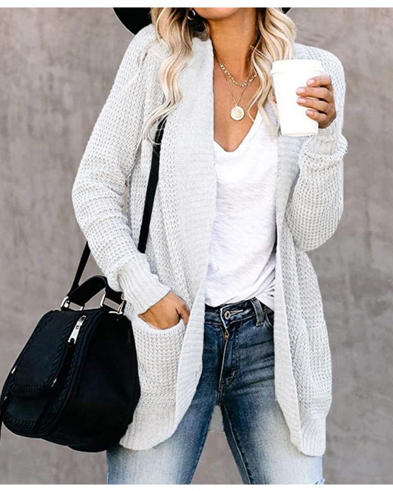 Long Autumn Cardigan Sweater Open Front Chunky Knit Sweater Coat